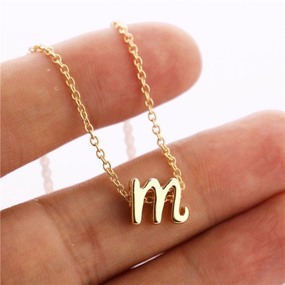 Letter m initial Gold Plated Necklace